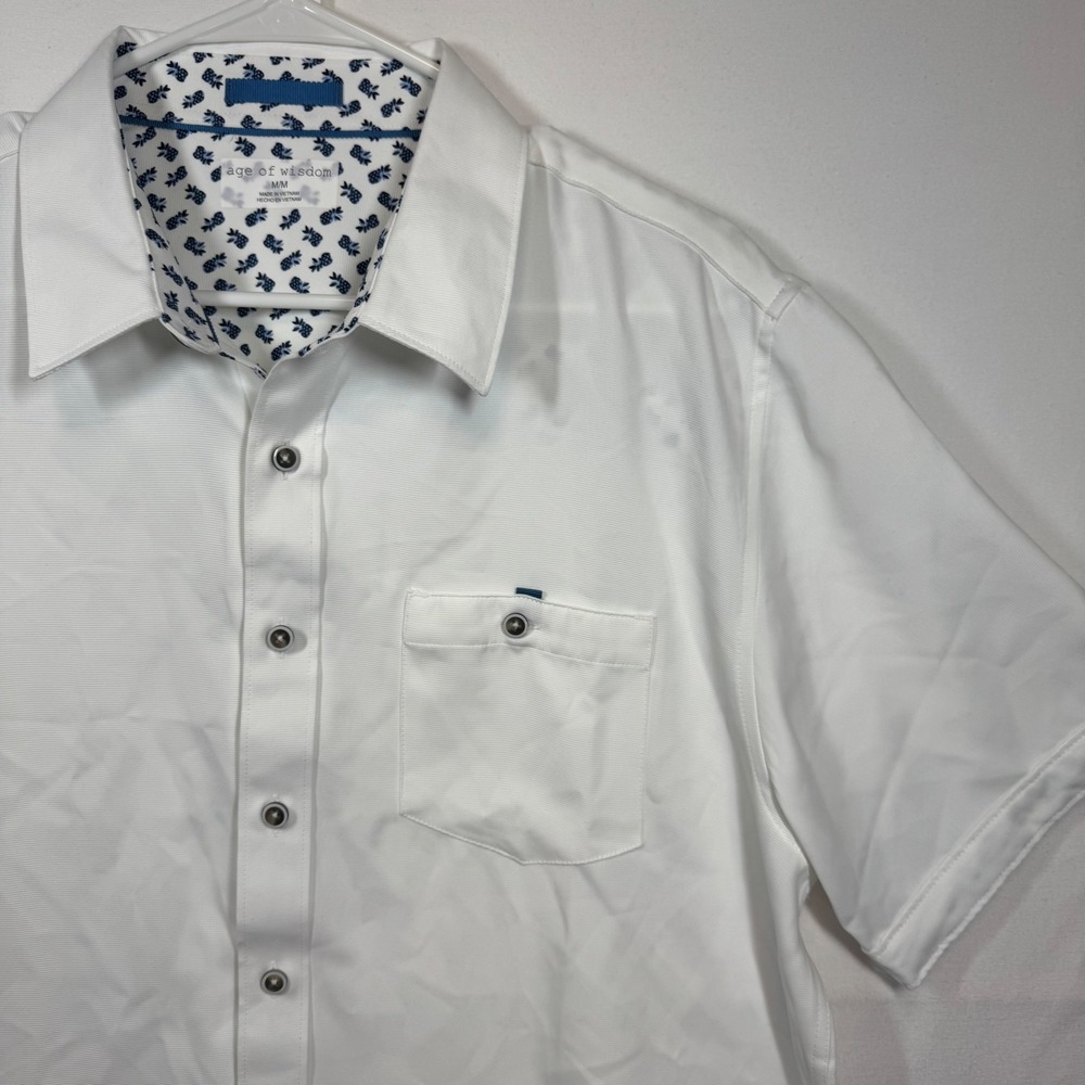 Age‎ of Wisdom Button-Up Shirt Short Sleeve Modern Fit White Sz Medium